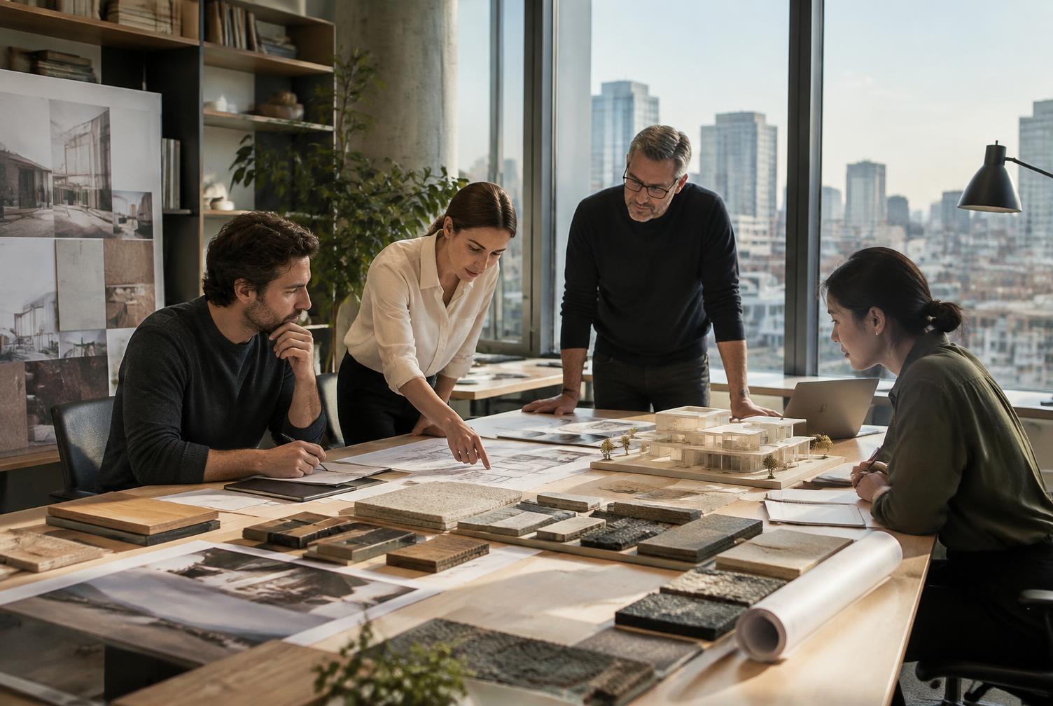 Contemporary architectural studio meeting room